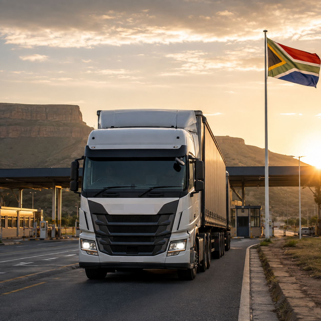 Truck moving through a South African border operations route