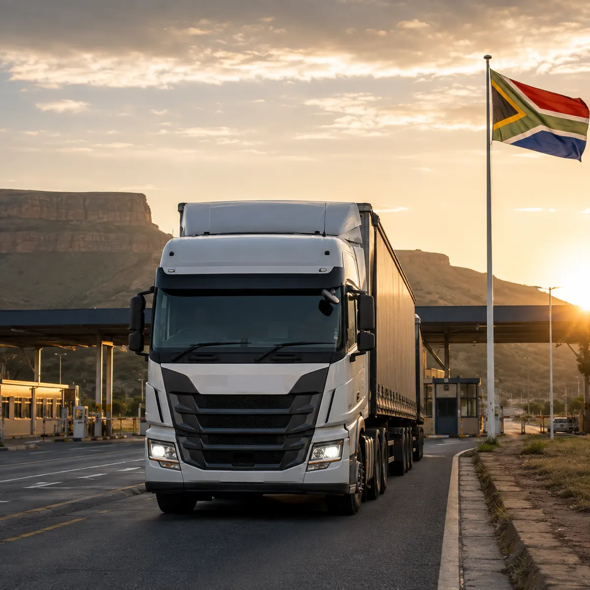 Truck moving through a South African border operations route